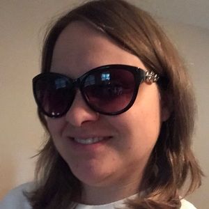 Big Black Sunglasses with Silver Circle Design